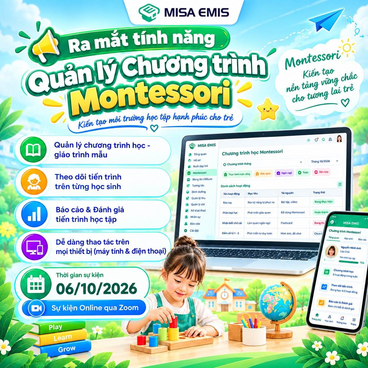 [SỰ KIỆN ONLINE] RA MẮT TÍNH NĂNG QUẢN LÝ MONTESSORI TRÊN MISA EMIS