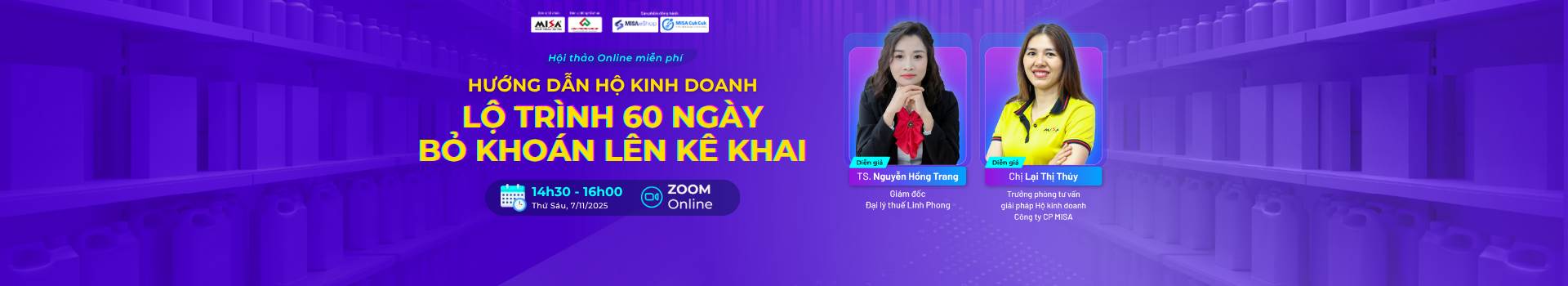 [Online Zoom] HƯỚNG DẪN HỘ KINH DOANH LỘ TRÌNH 60 NGÀY BỎ KHOÁN LÊN KÊ KHAI - ĐẾM NGƯỢC 1.1.2026