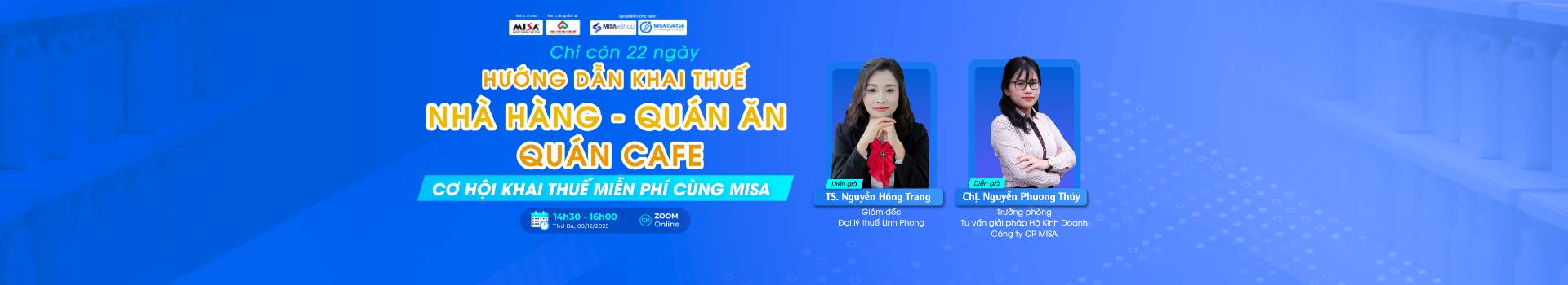 [Online Zoom] Chỉ còn 22 ngày : HƯỚNG DẪN KHAI THUẾ CHO NHÀ HÀNG, QUÁN ĂN & CAFE