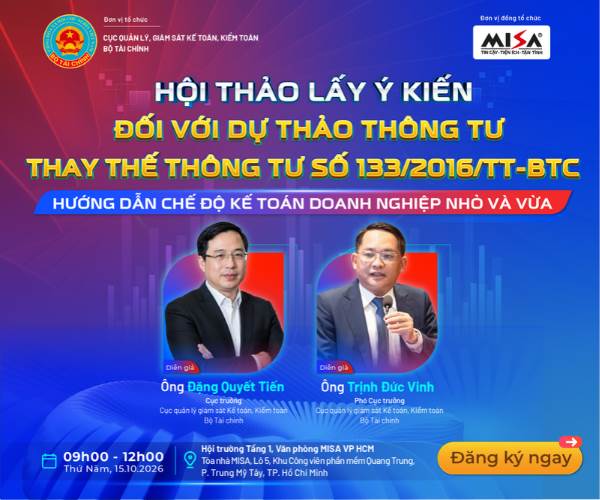 [OFFLINE] HỘI THẢO LẤY Ý KIẾN ĐỐI VỚI DỰ THẢO THÔNG TƯ THAY THẾ THÔNG TƯ SỐ 133/2016/TT-BTC - Hướng dẫn chế độ kế toán doanh nghiệp nhỏ và vừa