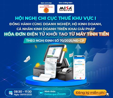 [ONLINE ZOOM] HỘI THẢO TRIỂN KHAI HÓA ĐƠN ĐIỆN TỬ KHỞI TẠO TỪ MÁY TÍNH TIỀN THEO QUY ĐỊNH TẠI NGHỊ ĐỊNH 70/2025/NĐ-CP 