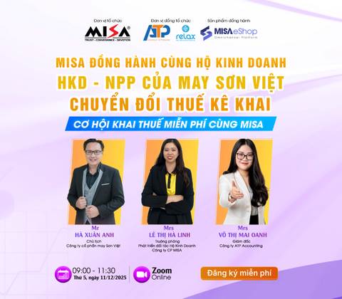 [Online Zoom] MISA eShop ĐỒNG HÀNH CÙNG HỘ KINH DOANH - NPP CỦA MAY SƠN VIỆT CHUYỂN ĐỔI THUẾ KÊ KHAI