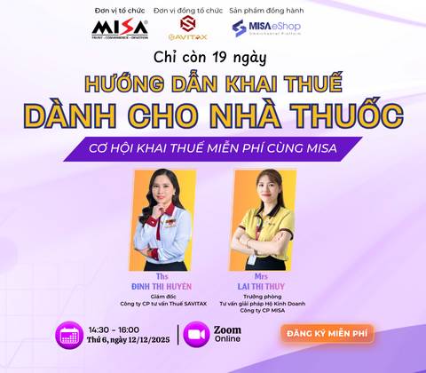 [Online Zoom] Chỉ còn 19 ngày : HƯỚNG DẪN KHAI THUẾ CHO NHÀ THUỐC