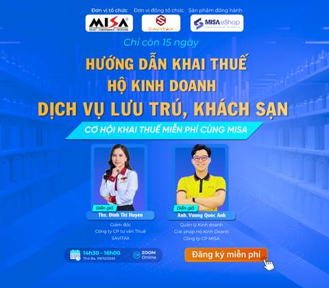 [Online Zoom] Chỉ còn 15 ngày : HƯỚNG DẪN KHAI THUẾ CHO HỘ KINH DOANH KHÁCH SẠN, DỊCH VỤ LƯU TRÚ