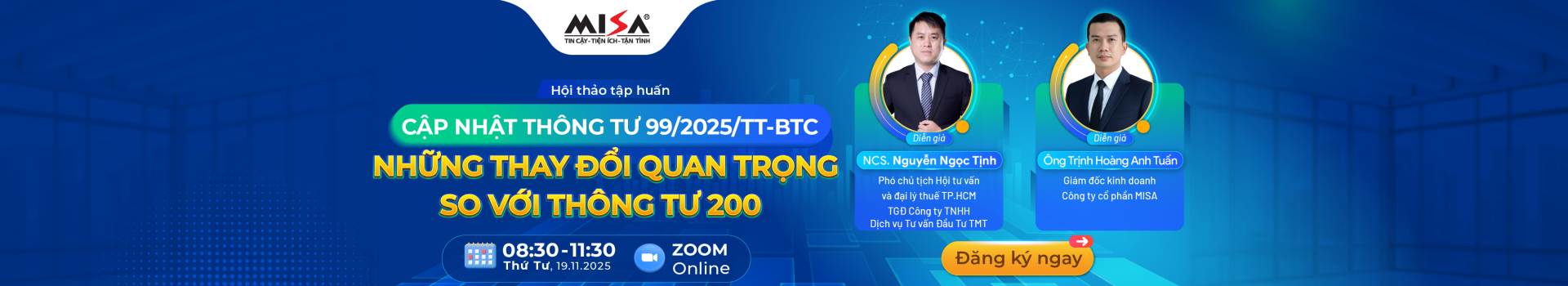 Hội thảo tập huấn Online: Cập nhật Thông tư 99/2025/TT-BTC - Những thay đổi quan trọng so với Thông tư 200
