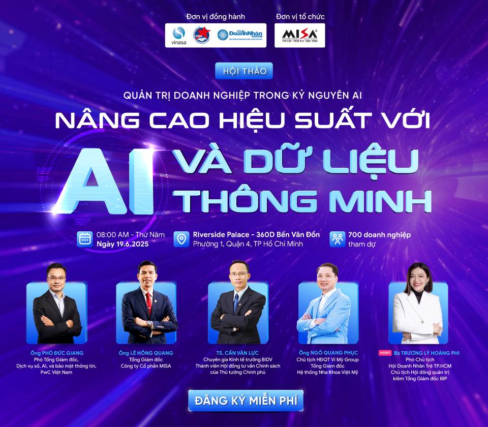 [Offline TP.HCM] QUẢN TRỊ DOANH NGHIỆP TRONG KỶ NGUYÊN AI: NÂNG CAO HIỆU SUẤT VỚI AI & DỮ LIỆU THÔNG MINH