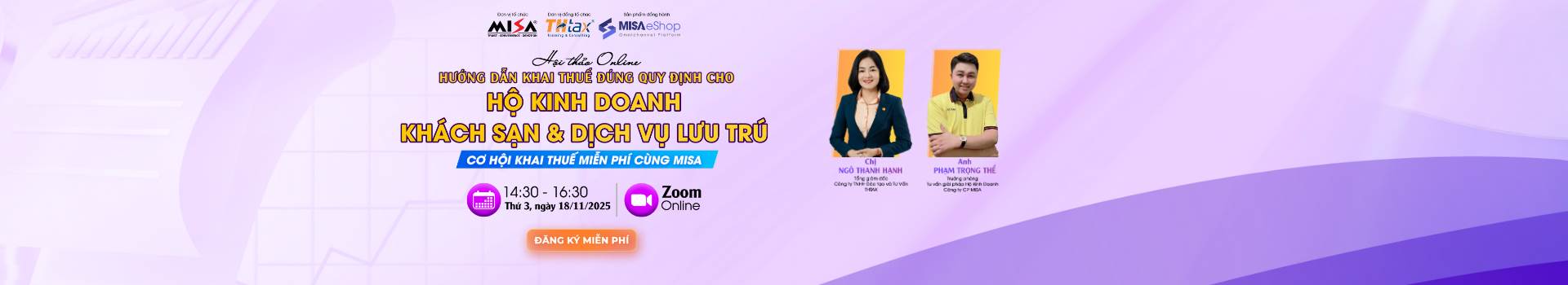 [Online Zoom] HƯỚNG DẪN KHAI THUẾ ĐÚNG QUY ĐỊNH PHÁP LUẬT CHO HỘ KINH DOANH KHÁCH SẠN, DỊCH VỤ LƯU TRÚ