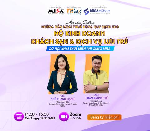 [Online Zoom] HƯỚNG DẪN KHAI THUẾ ĐÚNG QUY ĐỊNH PHÁP LUẬT CHO HỘ KINH DOANH KHÁCH SẠN, DỊCH VỤ LƯU TRÚ