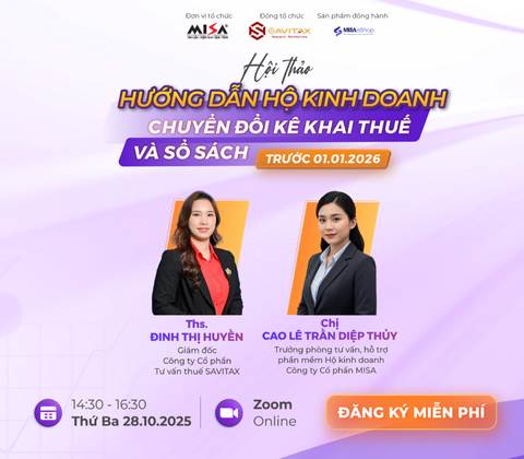 [Online Zoom] HƯỚNG DẪN HỘ KINH DOANH CHUYỂN ĐỔI KÊ KHAI THUẾ  & SỔ SÁCH TRƯỚC 1/1/2026