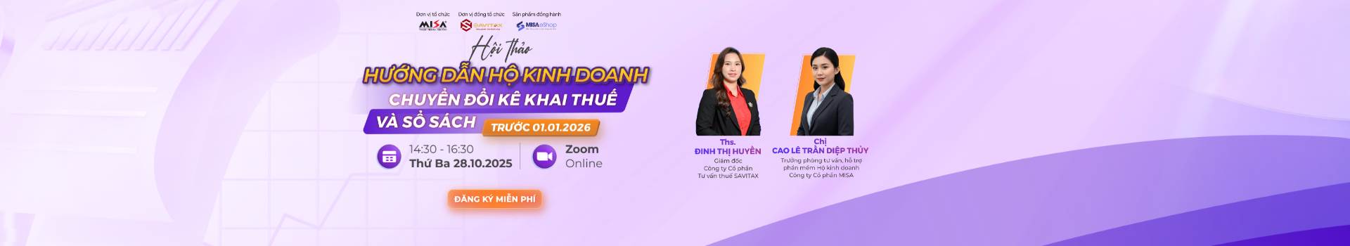 [Online Zoom] HƯỚNG DẪN HỘ KINH DOANH CHUYỂN ĐỔI KÊ KHAI THUẾ  & SỔ SÁCH TRƯỚC 1/1/2026